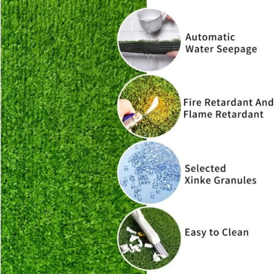 6ft x 10ft Premium Artificial Turf Mat with Drainage Holes. Thick Fake Grass with Rubber Backing Ideal for Indoor Outdoor Pet A