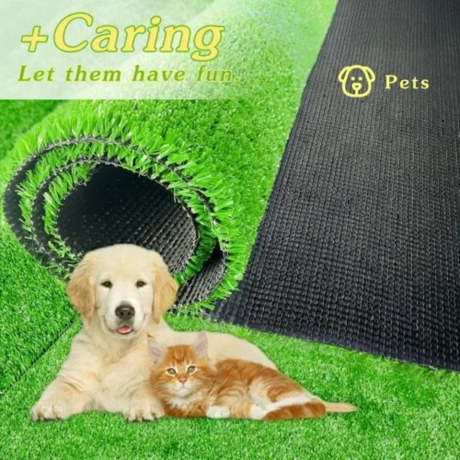6ft x 10ft Premium Artificial Turf Mat with Drainage Holes. Thick Fake Grass with Rubber Backing Ideal for Indoor Outdoor Pet A
