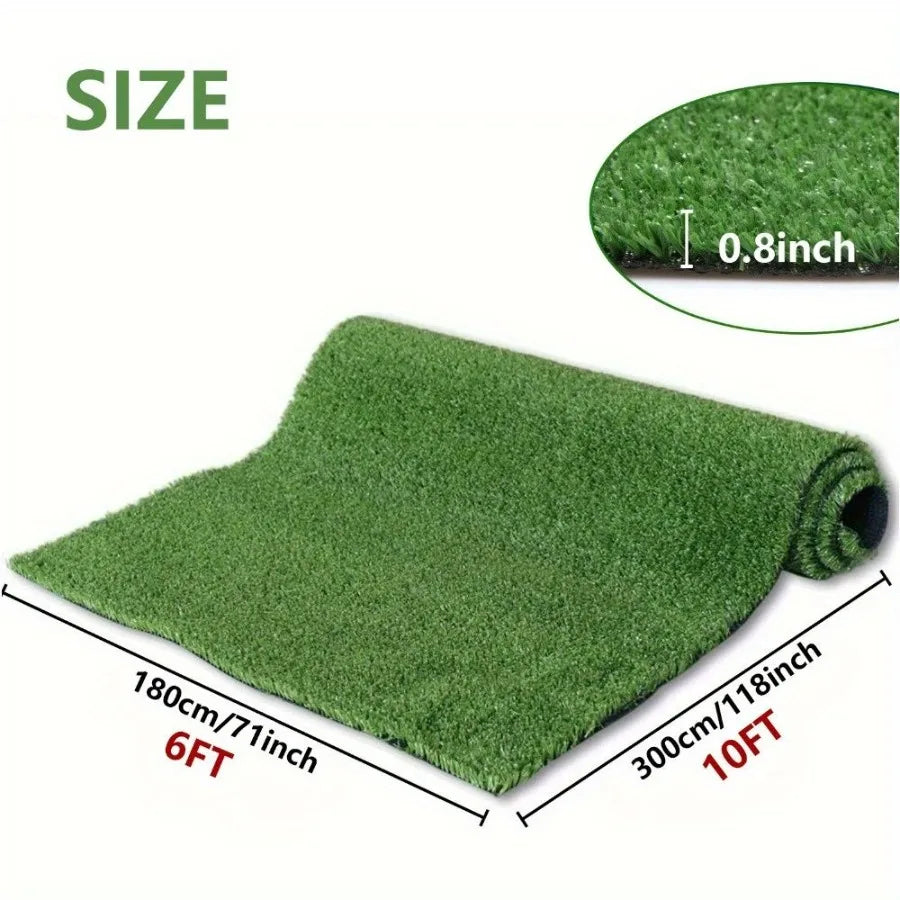 6ft x 10ft Premium Artificial Turf Mat with Drainage Holes. Thick Fake Grass with Rubber Backing Ideal for Indoor Outdoor Pet A