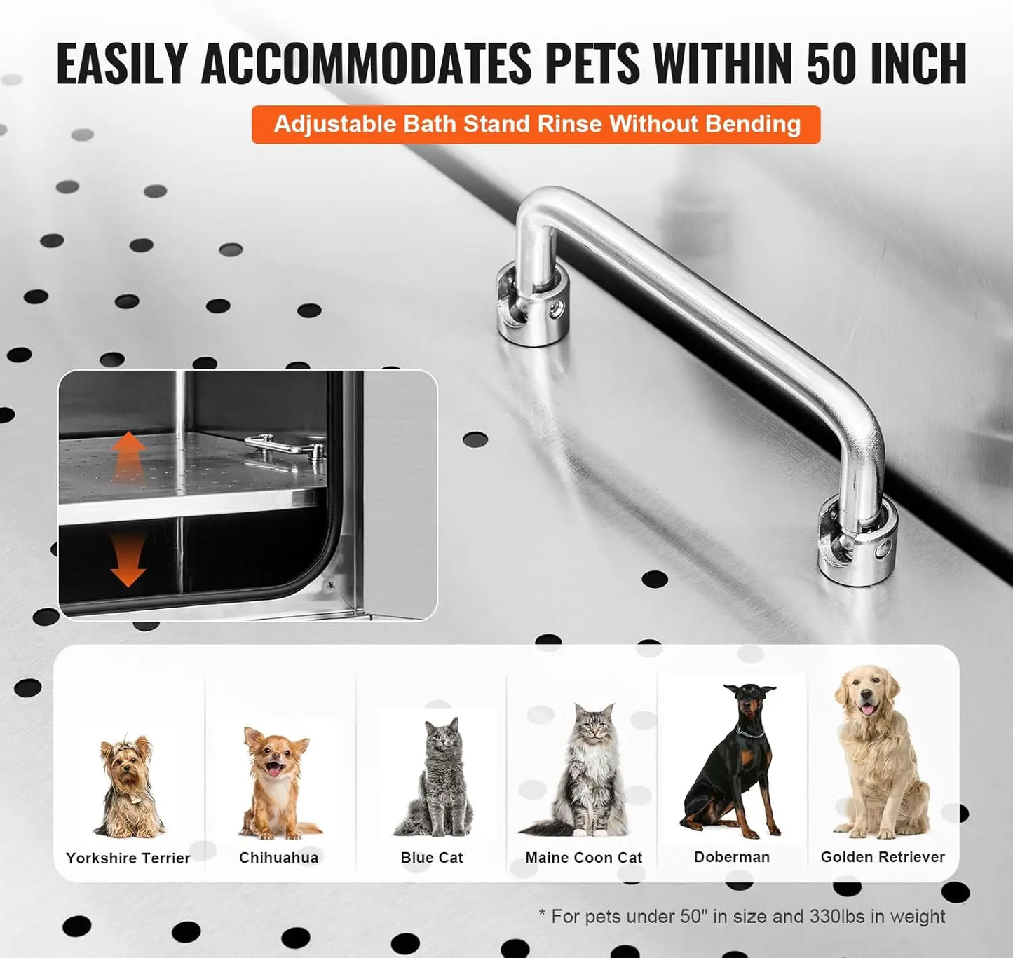 50" Pet Dog Bathing Station w/Ramp, Professional Stainless Steel Dog Grooming Tub w/Soap Box, Faucet,Rich Accessory, Dog Bathtub