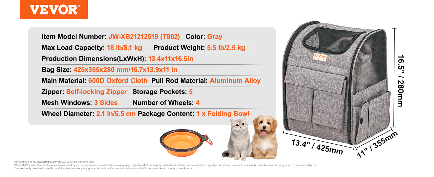 VEVOR Pet Carrier Backpack
