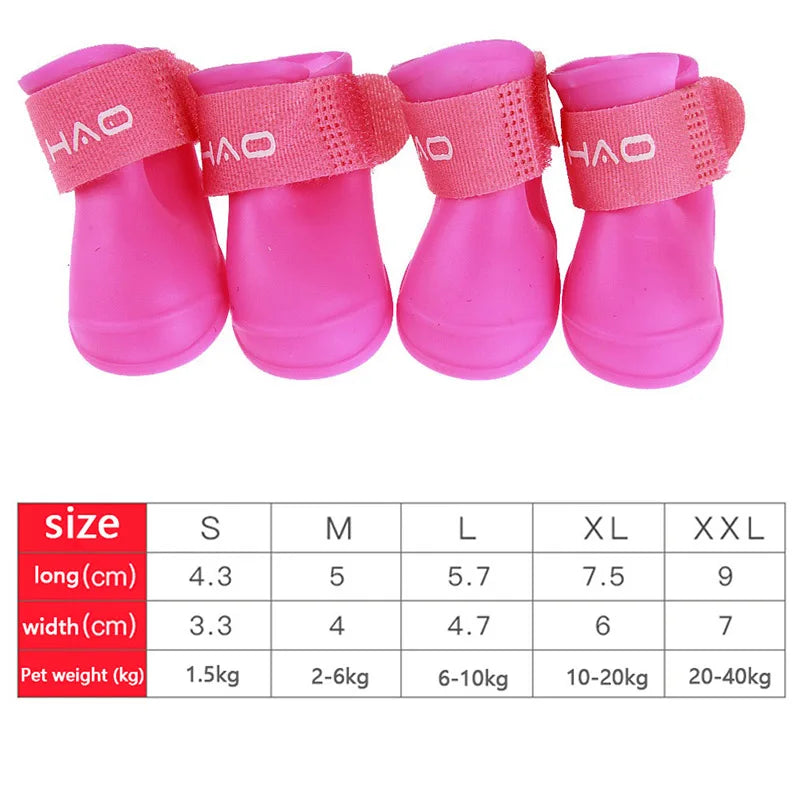 4Pcs Waterproof Anti-Slip Pet Boots