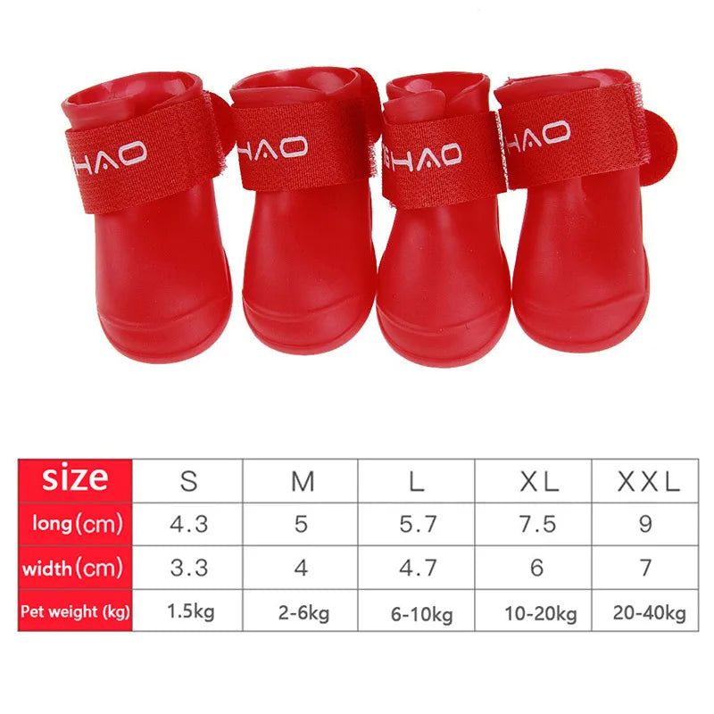 4Pcs Waterproof Anti-Slip Pet Boots