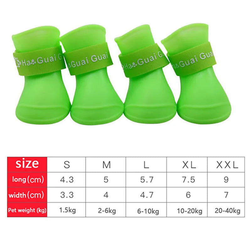 4Pcs Waterproof Anti-Slip Pet Boots