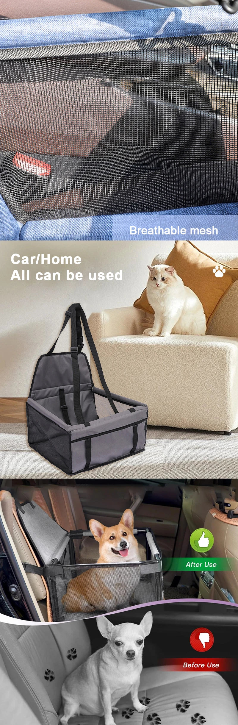 Foldable Dog Car Seat Cover