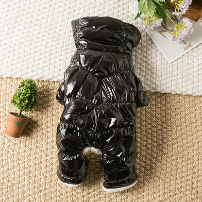Faux Leather Dog Winter Coat