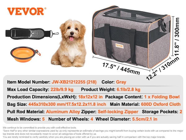 VEVOR Pet Carrier Backpack