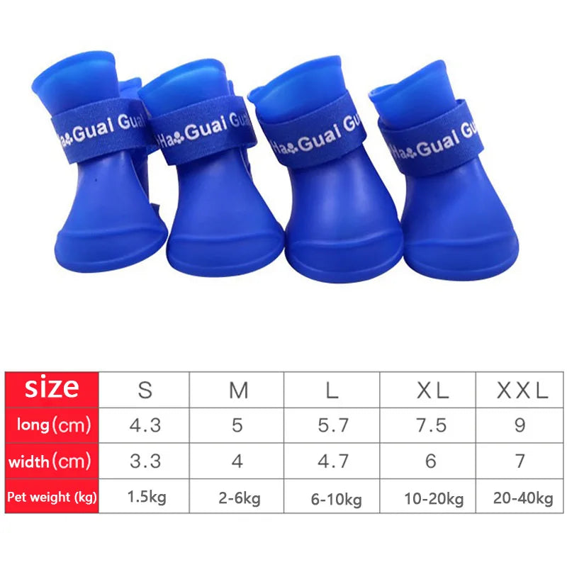 4Pcs Waterproof Anti-Slip Pet Boots