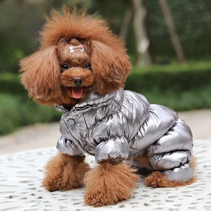 Faux Leather Dog Winter Coat