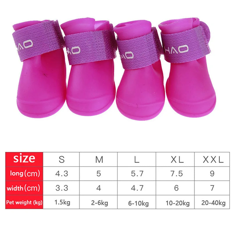 4Pcs Waterproof Anti-Slip Pet Boots