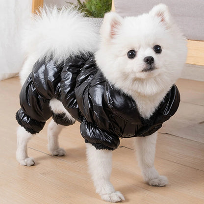 Faux Leather Dog Winter Coat