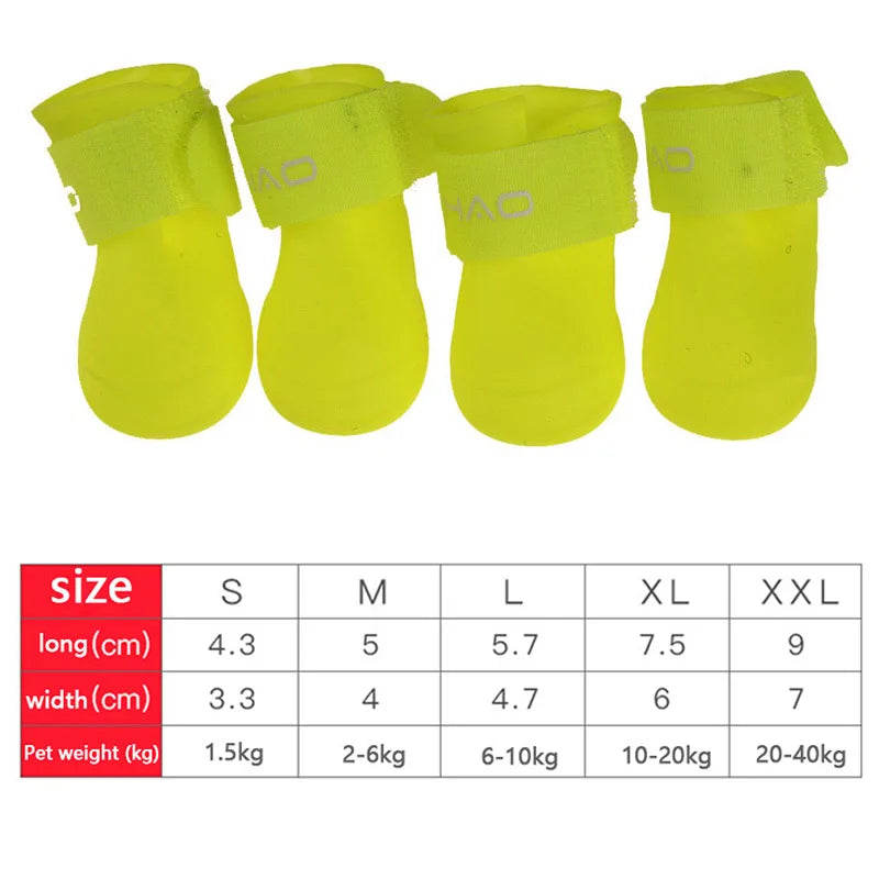4Pcs Waterproof Anti-Slip Pet Boots