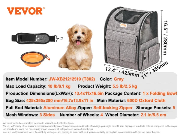 VEVOR Pet Carrier Backpack
