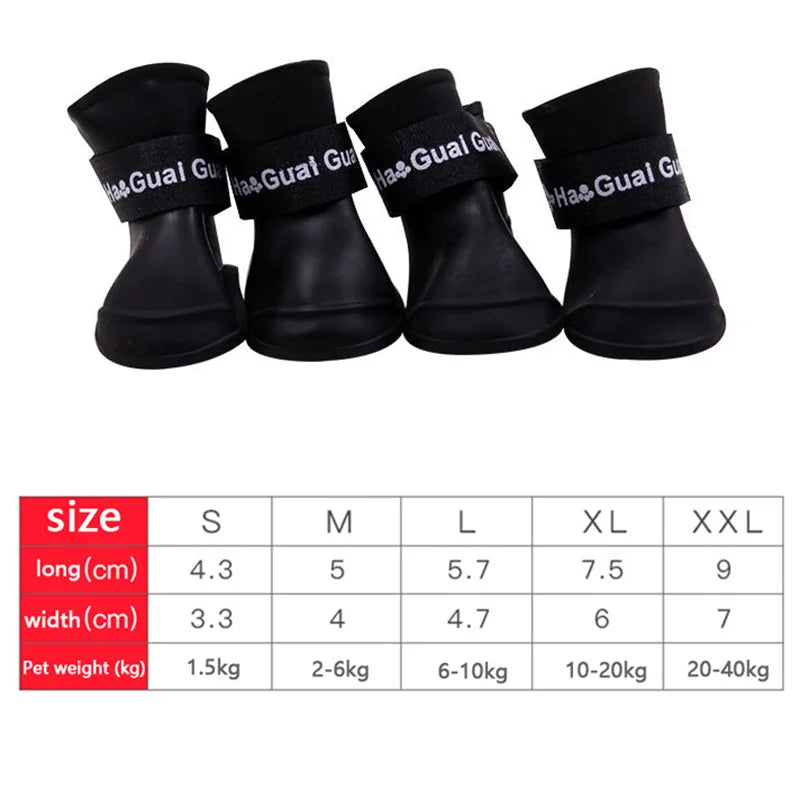 4Pcs Waterproof Anti-Slip Pet Boots
