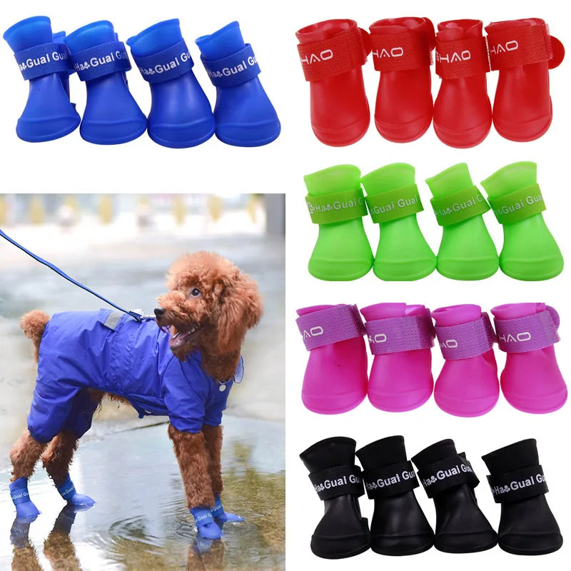 4Pcs Waterproof Anti-Slip Pet Boots