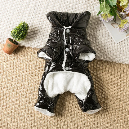 Faux Leather Dog Winter Coat